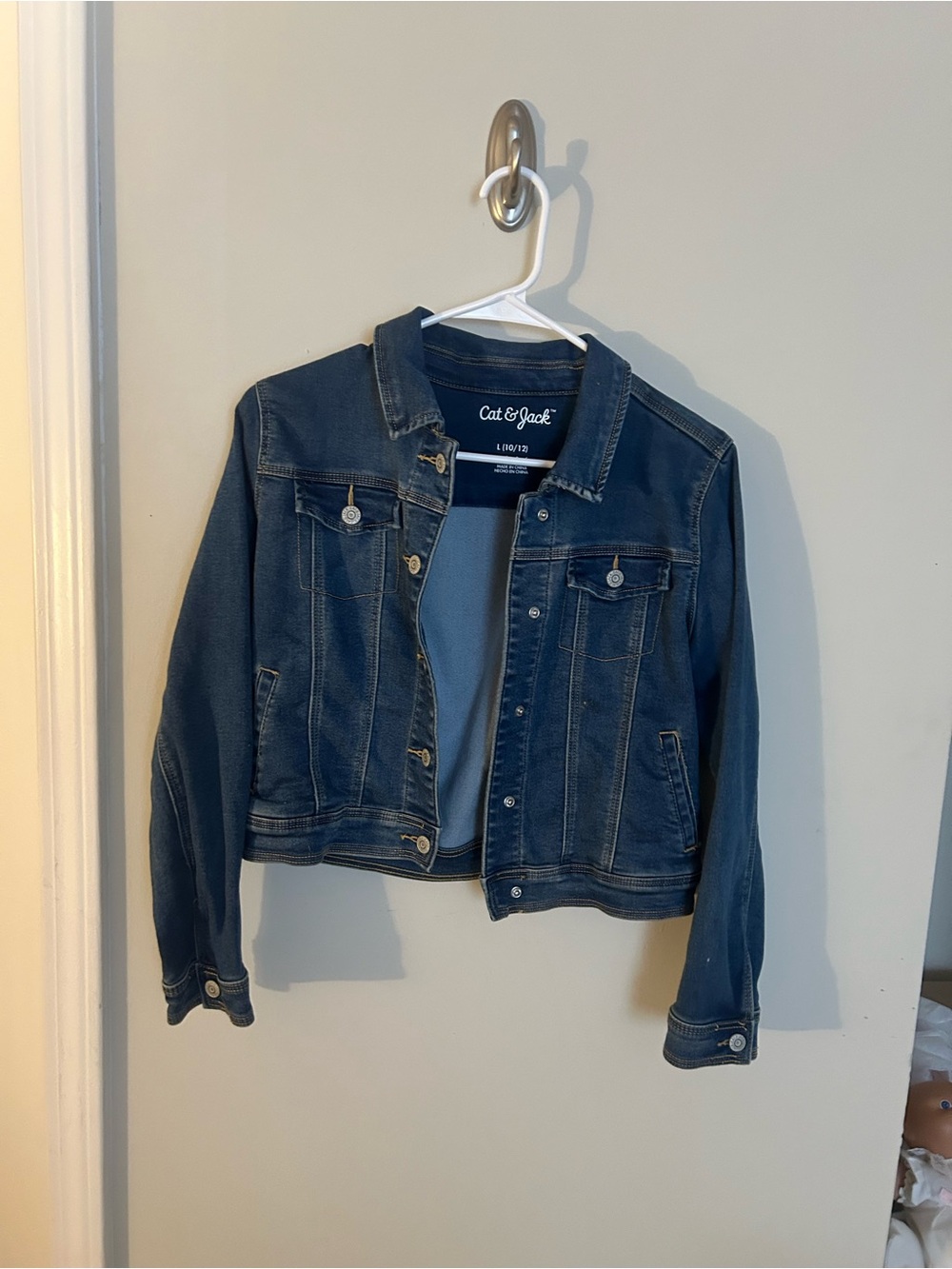 Cat & Jack Girls Dark Blue Denim Jacket with Button Front